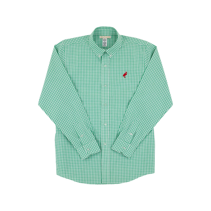 Dean's List Dress Shirt - Gibson Island Green Mini Gingham Boy Shirt Beaufort Bonnet 