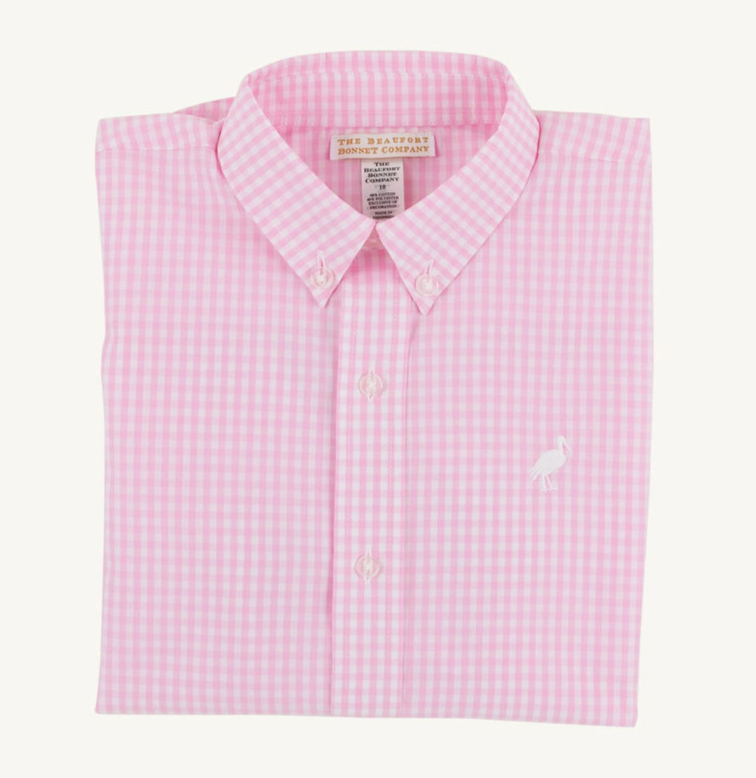 Dean's List Dress Shirt - Pink Greenbriar Gingham Boy Shirt Beaufort Bonnet 