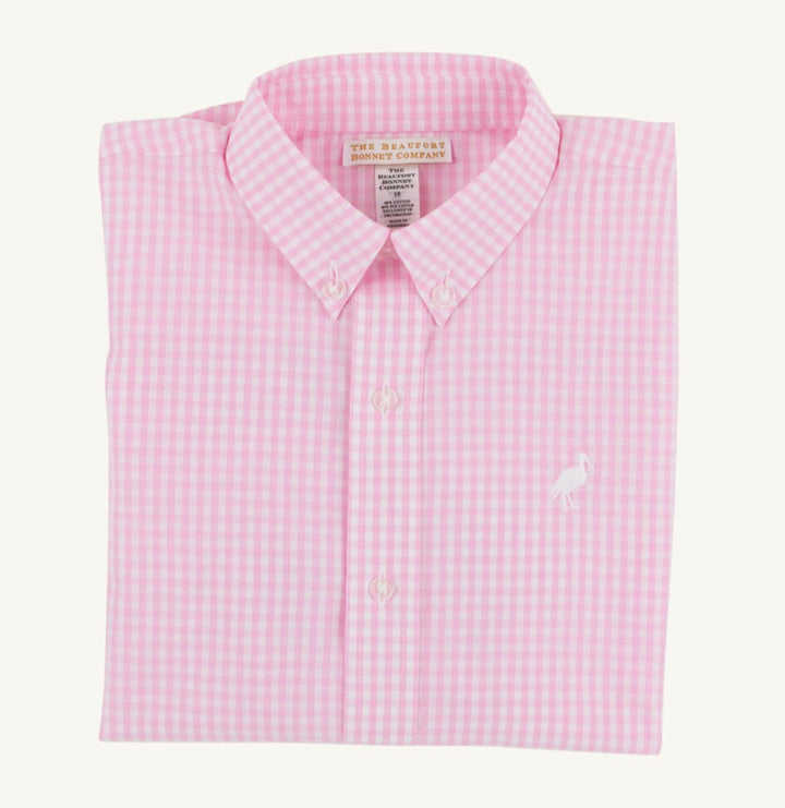 Dean's List Dress Shirt - Pink Greenbriar Gingham Boy Shirt Beaufort Bonnet 