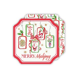 Deck The Halls Tiles Hanging Mahjong Tiles Ornaments Coaster Coasters Rosanne Beck 