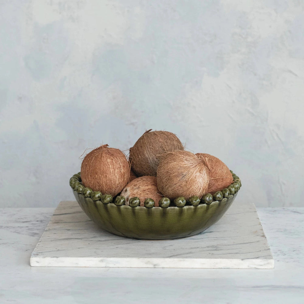 Decorative Handmade Terra-Cotta Bowl with Hobnail Edge Decorative Bowl Creative Co-Op 
