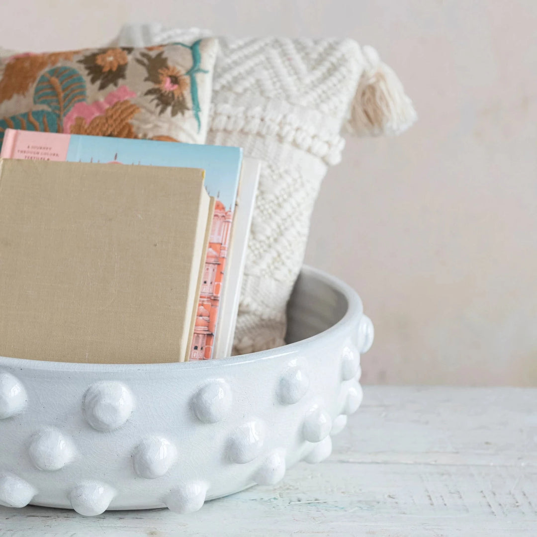 Decorative Terra-Cotta Bowl with Raised Dots Decorative Bowl Creative Co-Op 