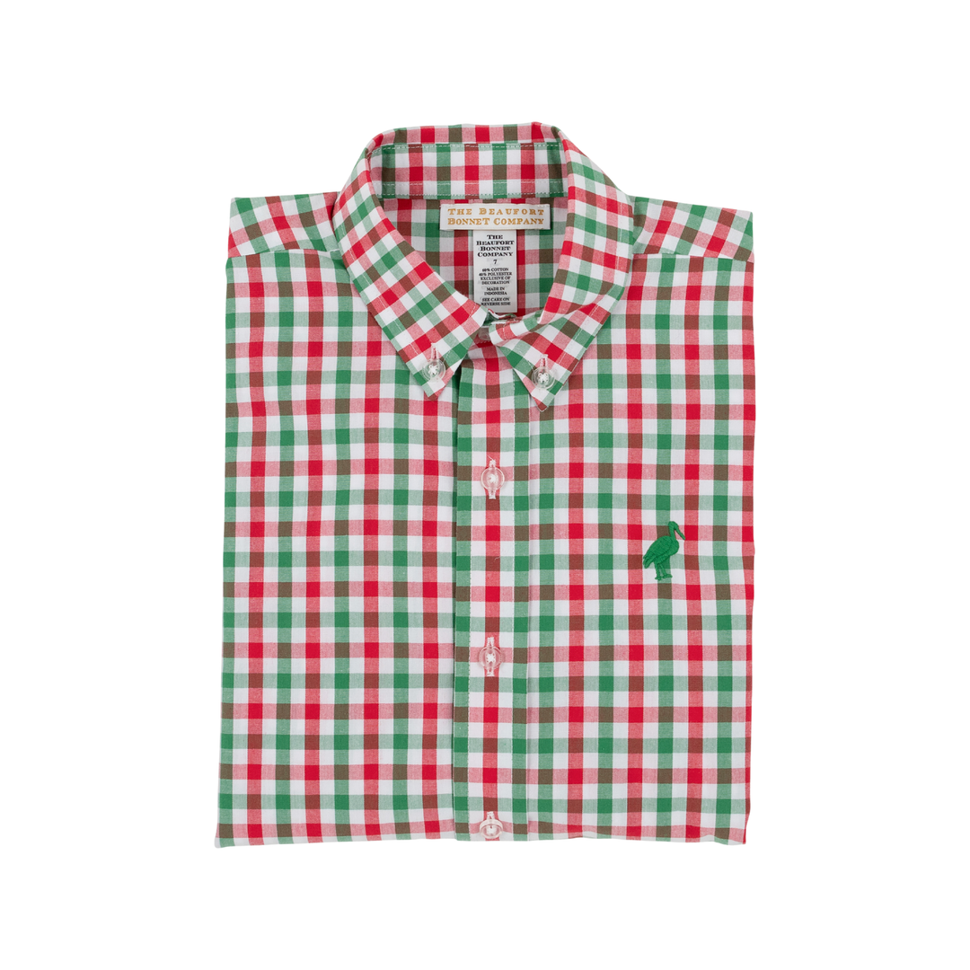 Dean's List Dress Shirt - Richmond Red and Kiawah Kelly Green Gingham
