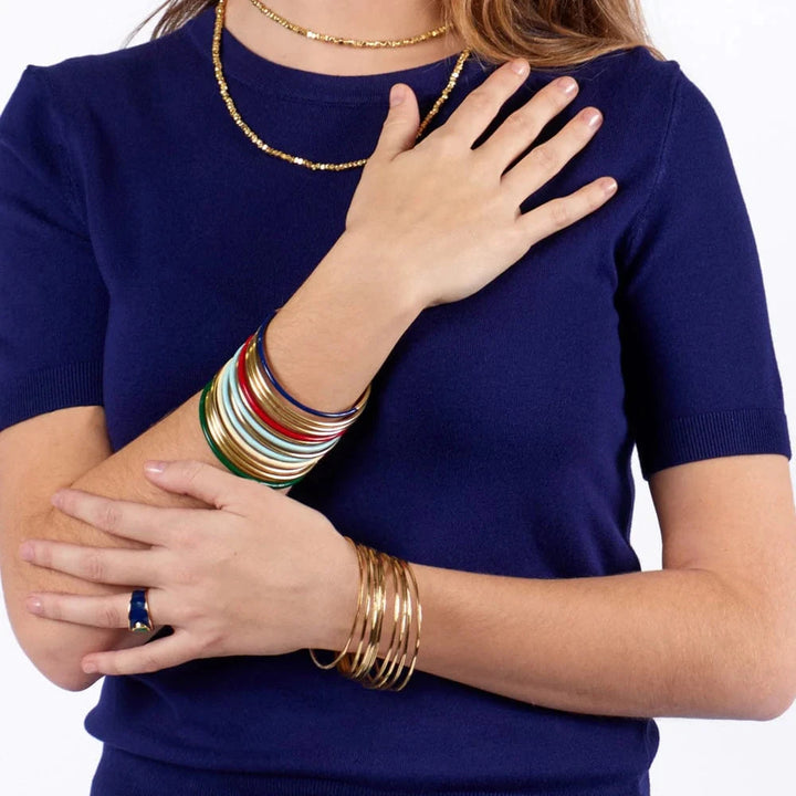 Diane Bangles Set of 3- Ivory Enamel + Brass Womens Bracelet Ink and Alloy 