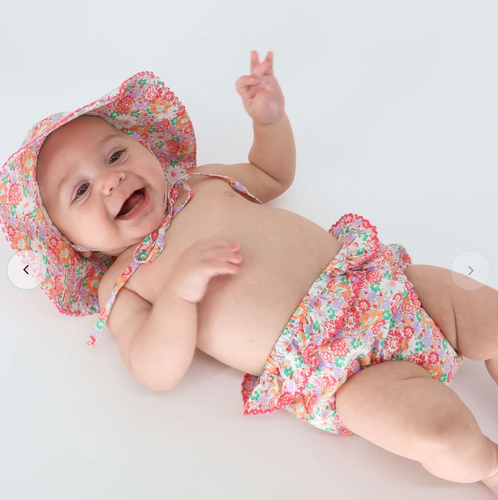 Diaper Bloomer Cover - Island Blossom Girl Bathing Suit Minnow 
