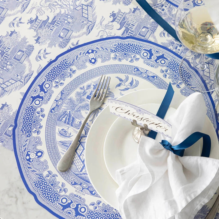 Die-cut Blue Willow Plate Placemat Placemats Hester and Cook 