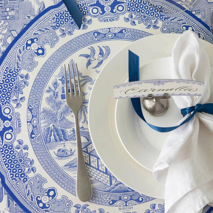 Die-cut Blue Willow Plate Placemat Placemats Hester and Cook 