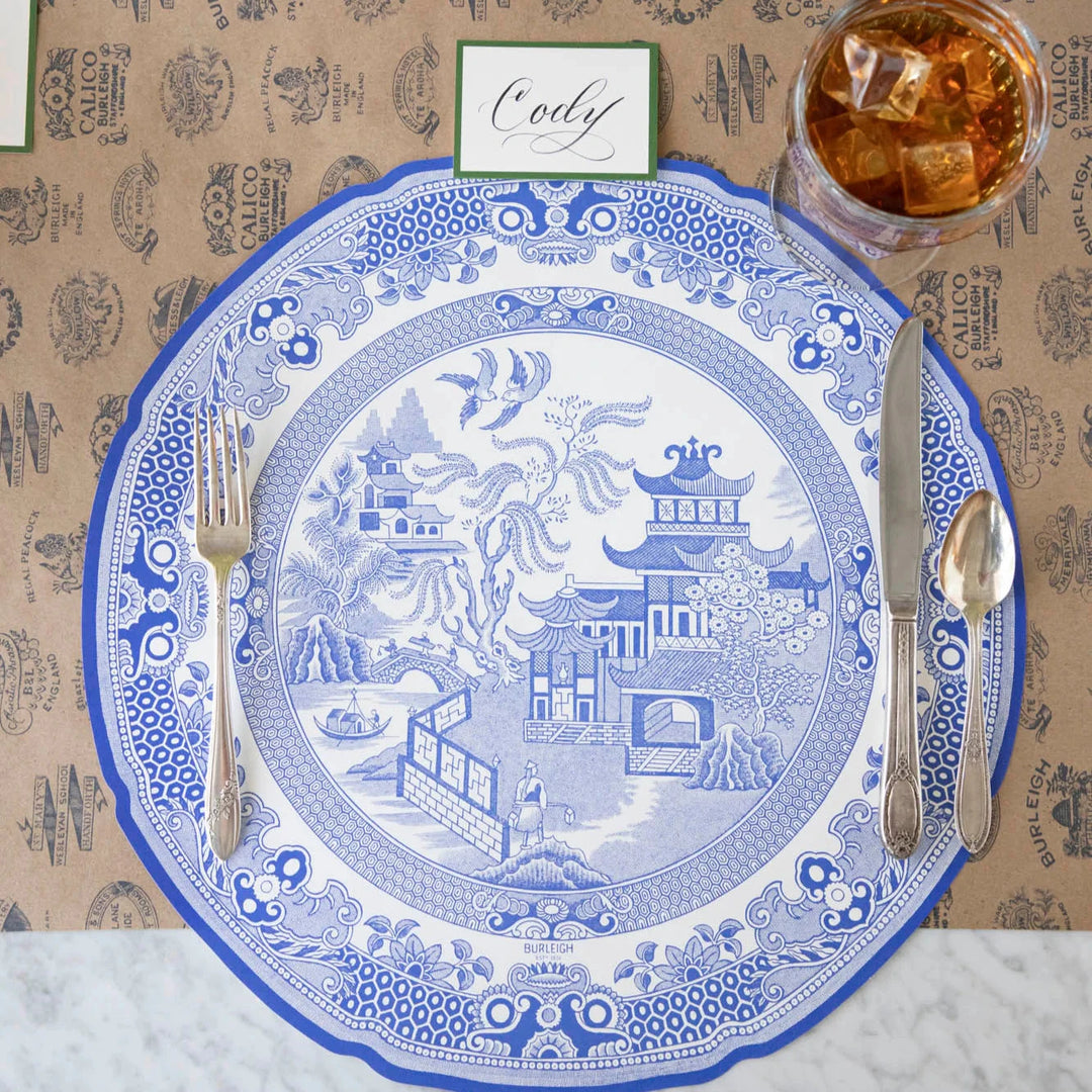 Die-cut Blue Willow Plate Placemat Placemats Hester and Cook 