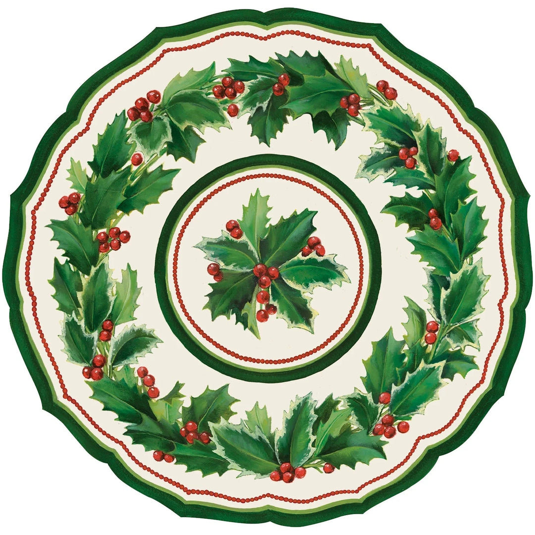 Die-Cut Placemat - Holiday Holly China Placemat Placemats Hester and Cook 