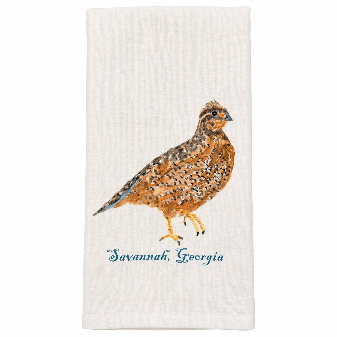 Dishtowel - Brown Quail Savannah, GA Kitchen Towel French Graffiti 