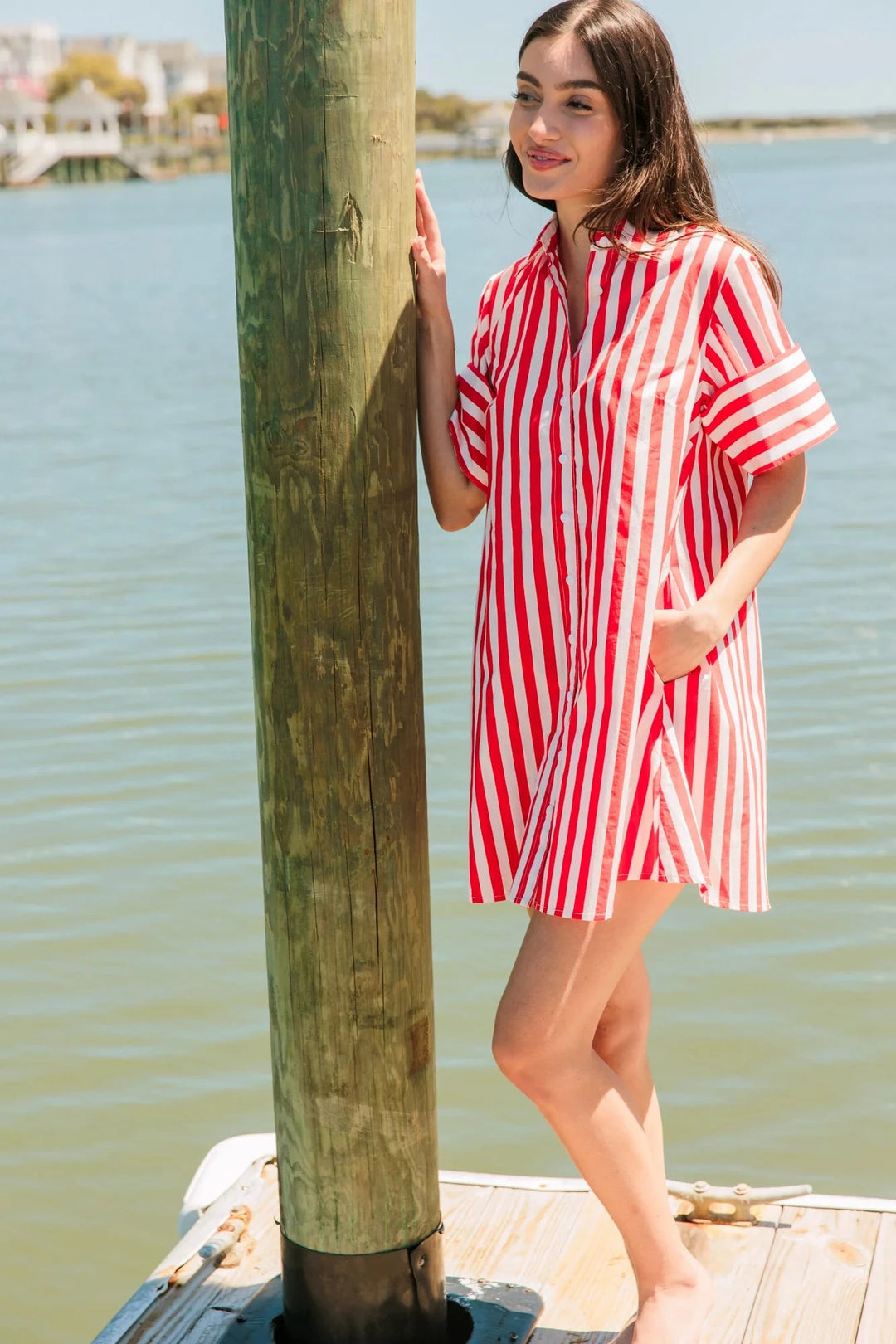 Dock Dress - Red Stripes Womens Dress Livro 