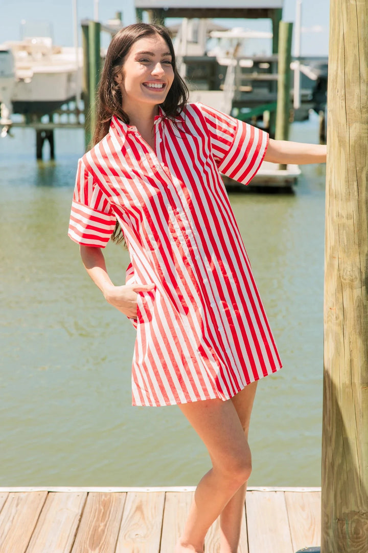 Dock Dress - Red Stripes Womens Dress Livro 