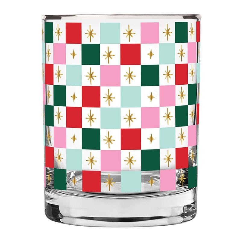DOF Glass - Holiday Checkerboard Wine Glass Creative Brands - Slant 