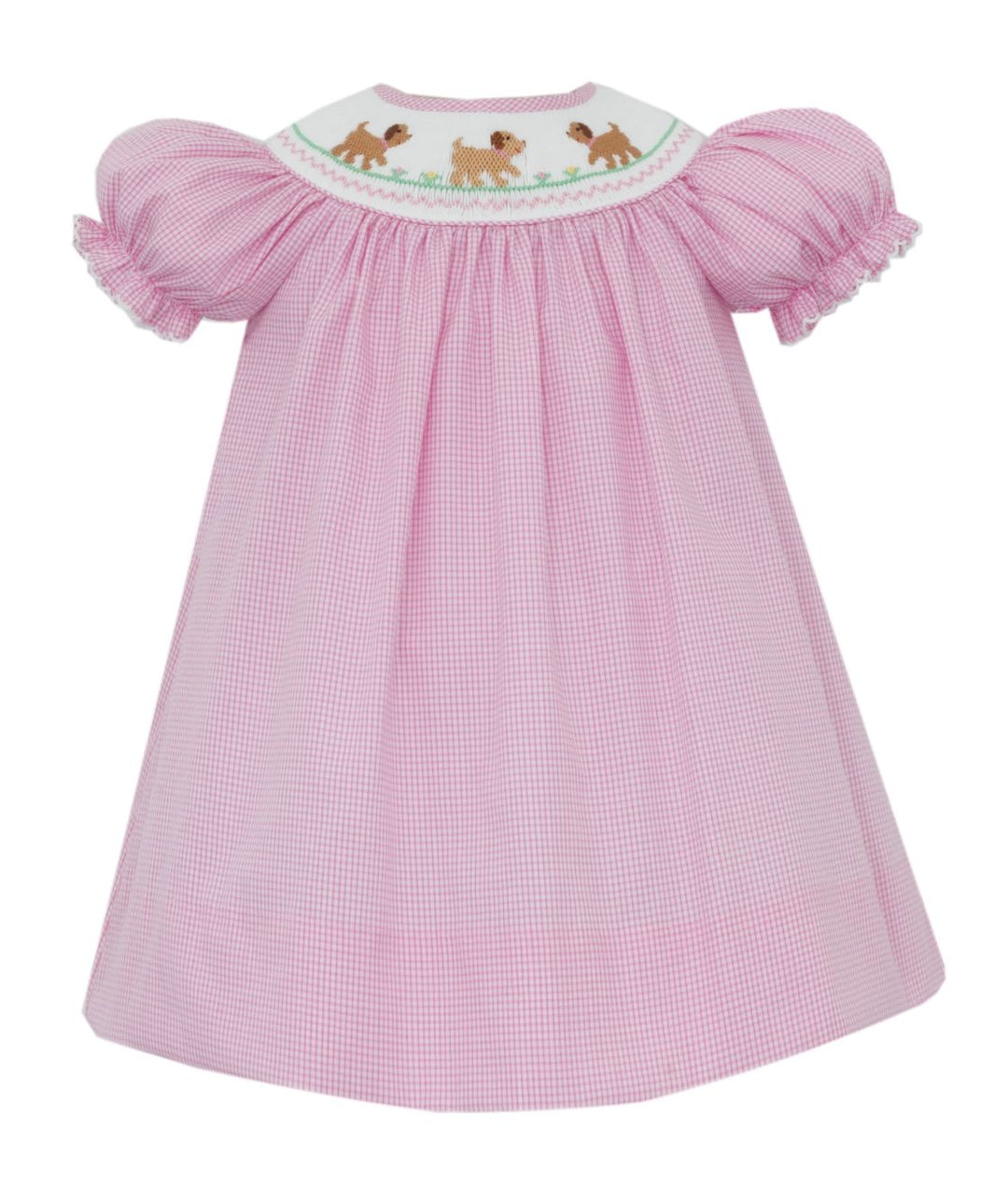 Dogs Bishop Dress - Pink Check Girl Dress Petit Bebe 