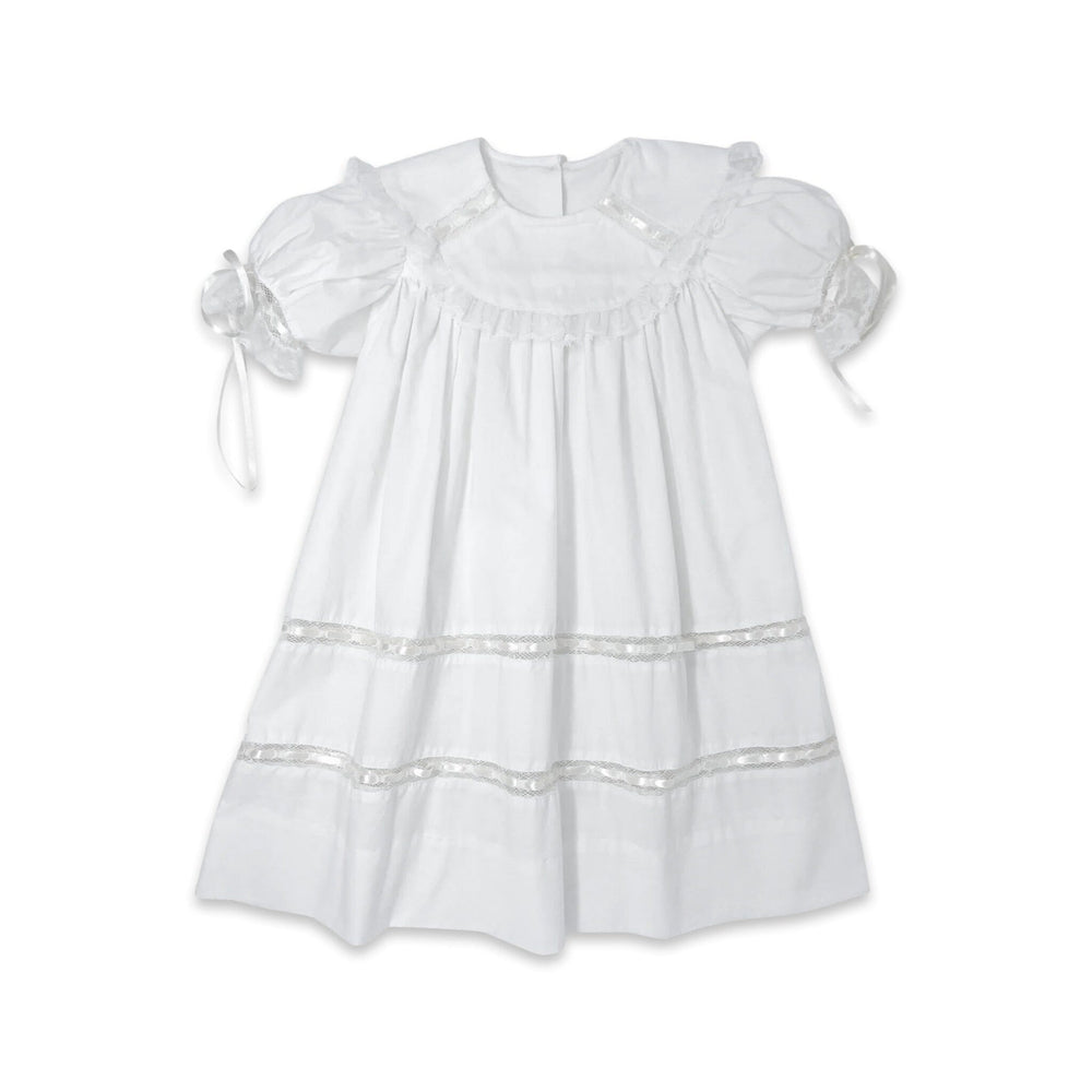 Donahue Dress - Blessings White Batiste, Ecru Ribbon Dress Lullaby Set 