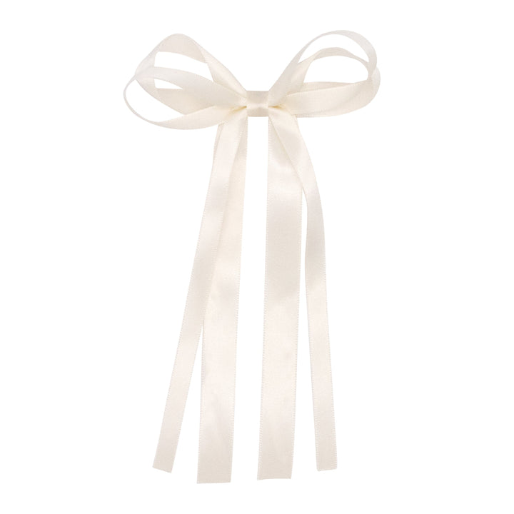 Double Satin Streamer Bows - Mini Hair Bow WeeOnes Antique White 