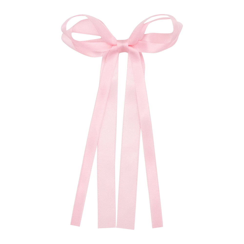 Double Satin Streamer Bows - Mini Hair Bow WeeOnes Light Pink 