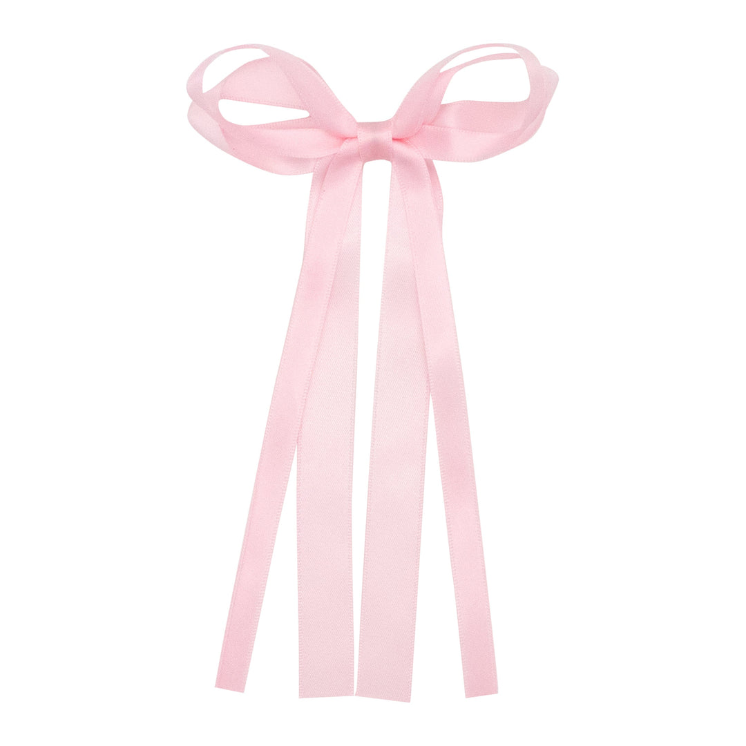 Double Satin Streamer Bows - Mini Hair Bow WeeOnes Light Pink 