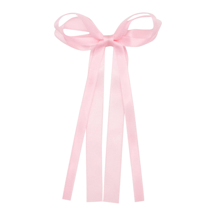 Double Satin Streamer Bows - Mini Hair Bow WeeOnes Light Pink 