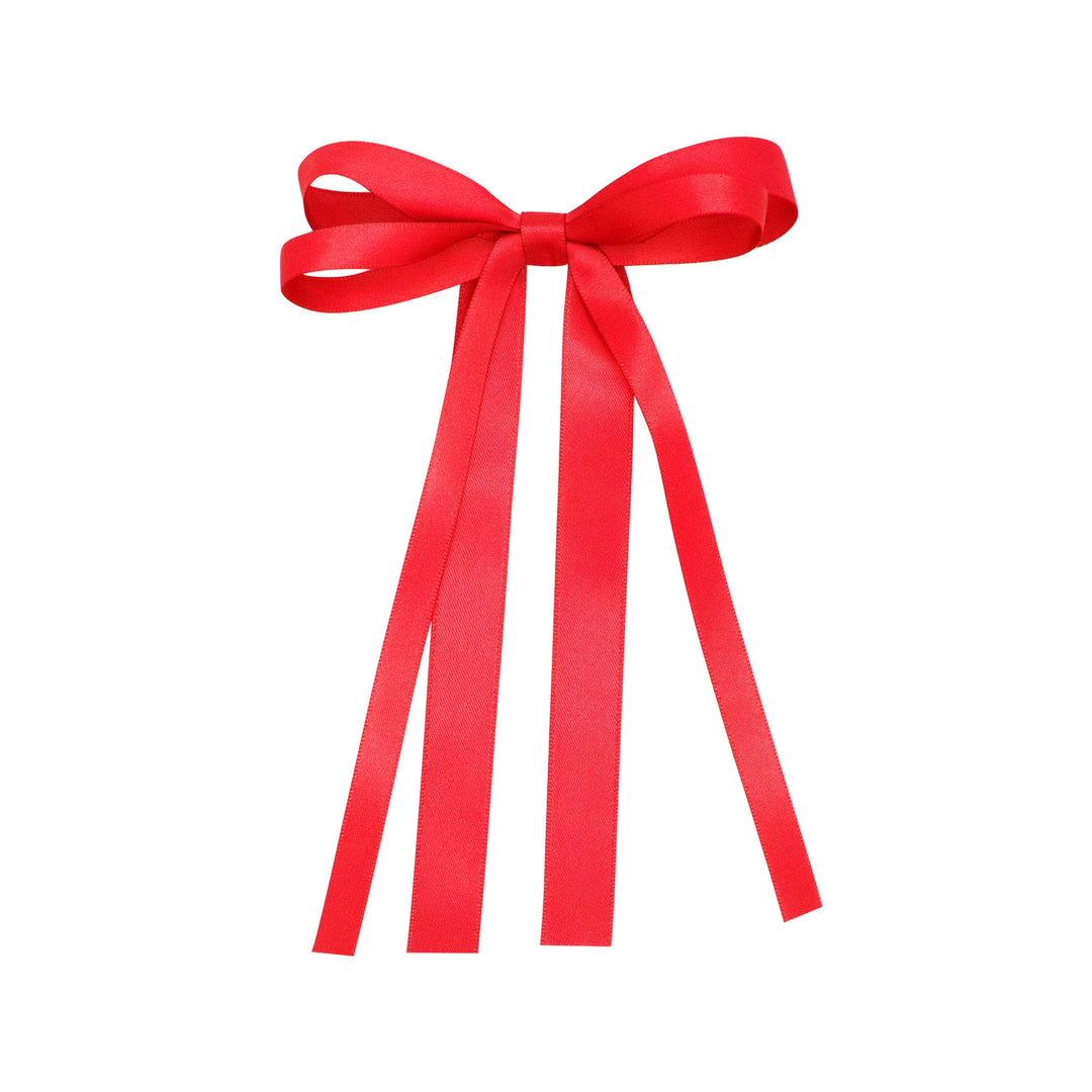 Double Satin Streamer Bows - Mini Hair Bow WeeOnes Red 