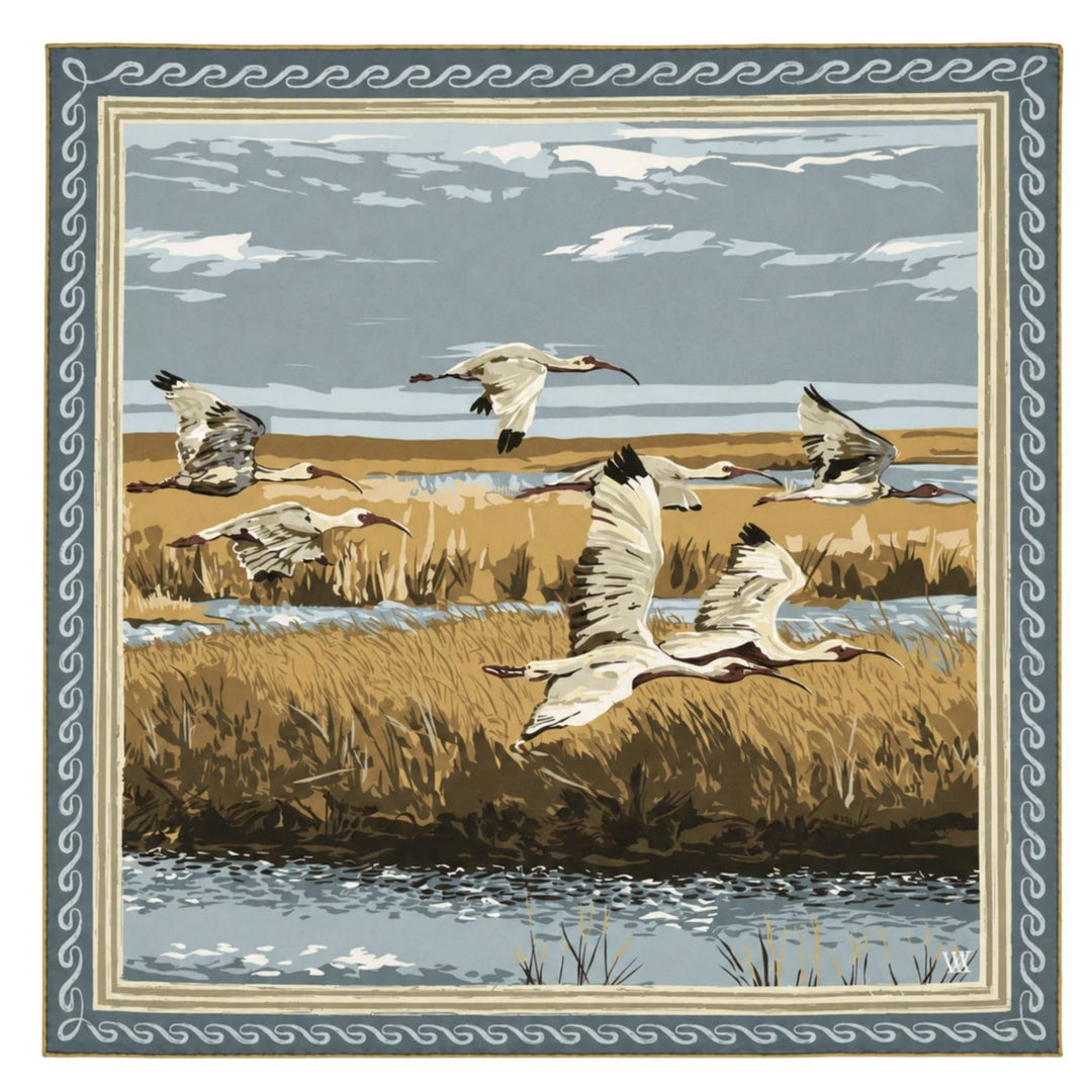 Double Sided Silk Scarves - Buttercup Marsh Flyer 25x25 Scarf Renwood 35x25 