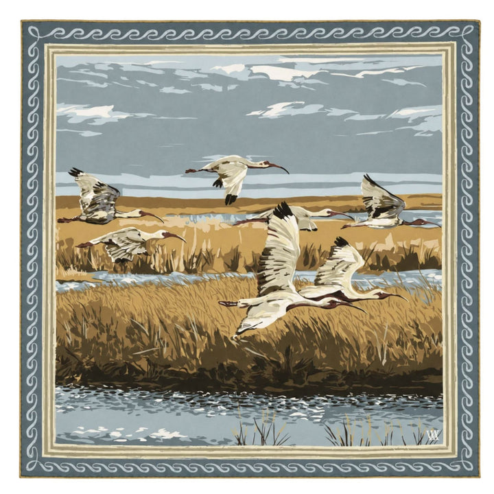 Double Sided Silk Scarves - Buttercup Marsh Flyer 25x25 Scarf Renwood 35x25 