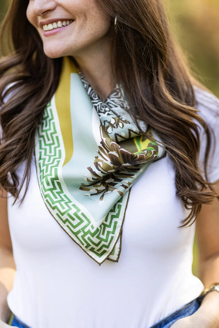 Double Sided Silk Scarves - Gold Quail Pair Scarf Renwood 