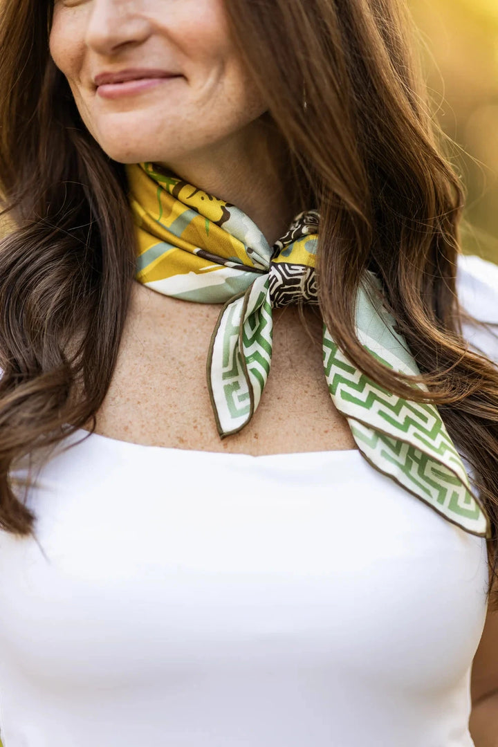 Double Sided Silk Scarves - Gold Quail Pair Scarf Renwood 
