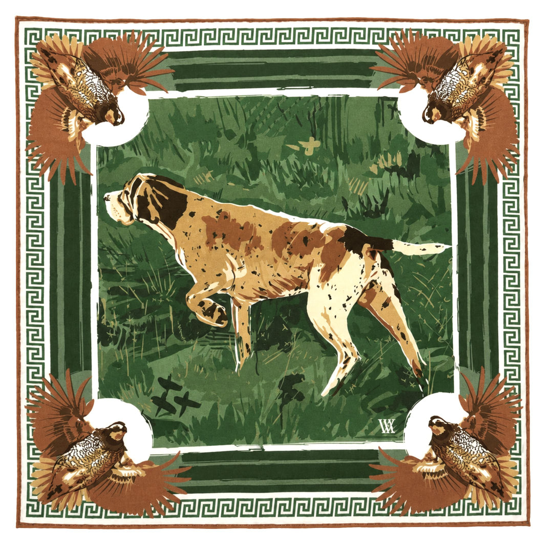 Double Sided Silk Scarves - Green Pointing Strong Scarf Renwood 