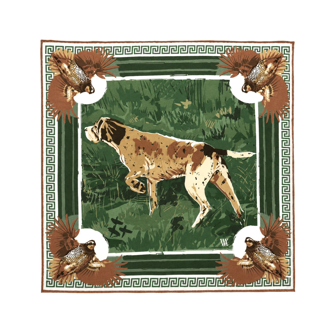 Double Sided Silk Scarves - Green Pointing Strong Scarf Renwood 