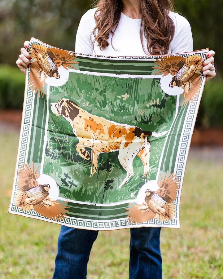 Double Sided Silk Scarves - Green Pointing Strong Scarf Renwood 