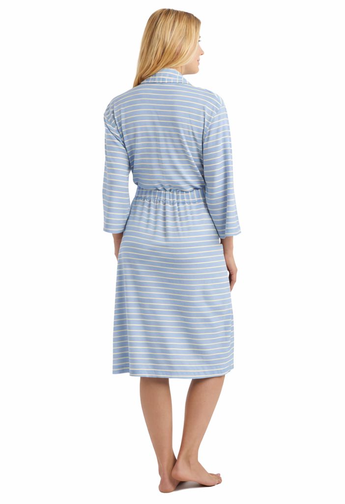 Dream Shawl Collar Robe - Sky Blue Stripe Womens Robes Softies 