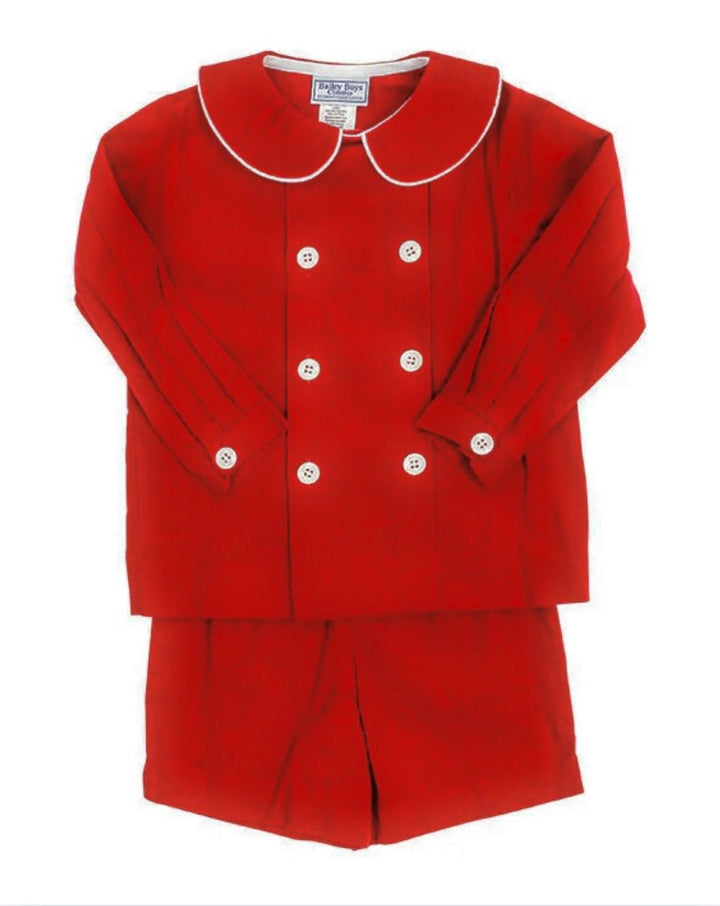 Dressy Short Set - Red Corduroy Boy Short Set Bailey Boys 