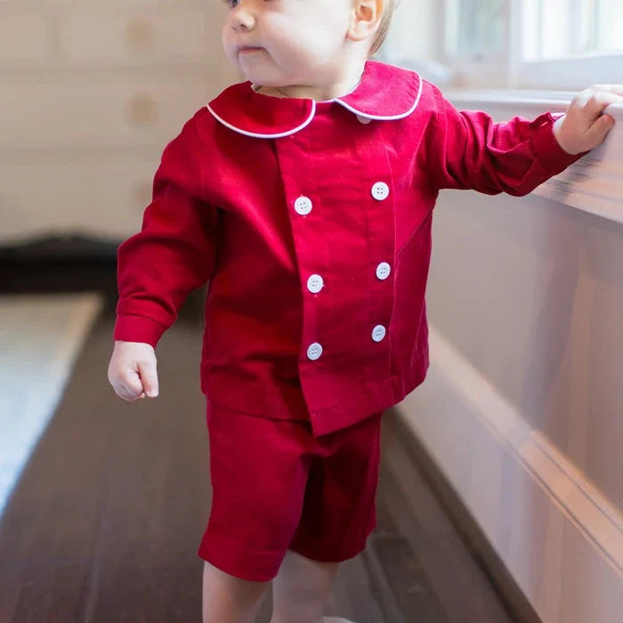 Dressy Short Set - Red Corduroy Boy Short Set Bailey Boys 