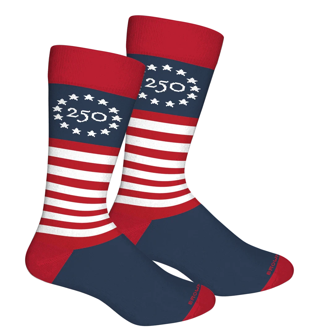 Early Republic- Insignia Blue Mens Socks Brown Dog 