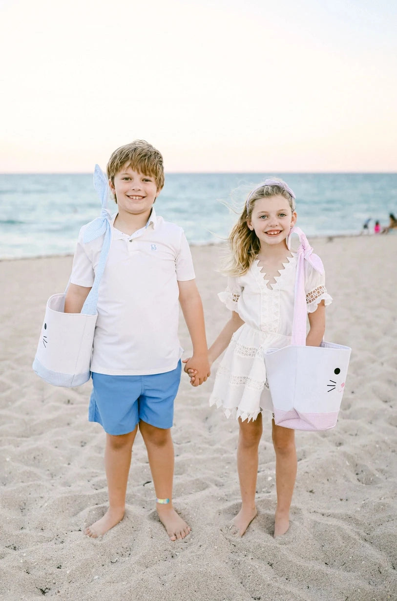 Easter Bunny Ears Basket - Pink Easter Basket Bits & Bows 