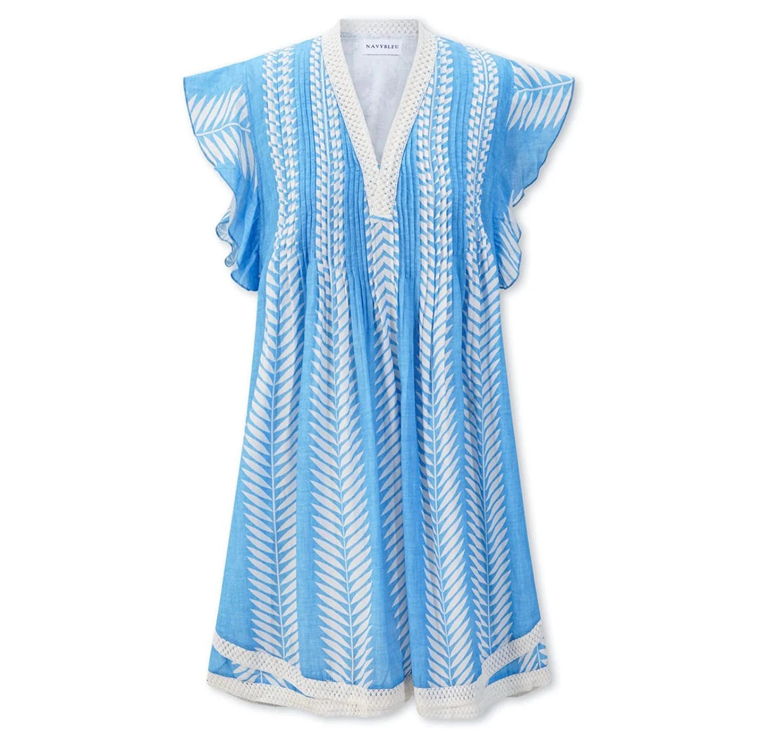 Eden Dress - Cornflower Leaf Womens Dress Navy Bleu 