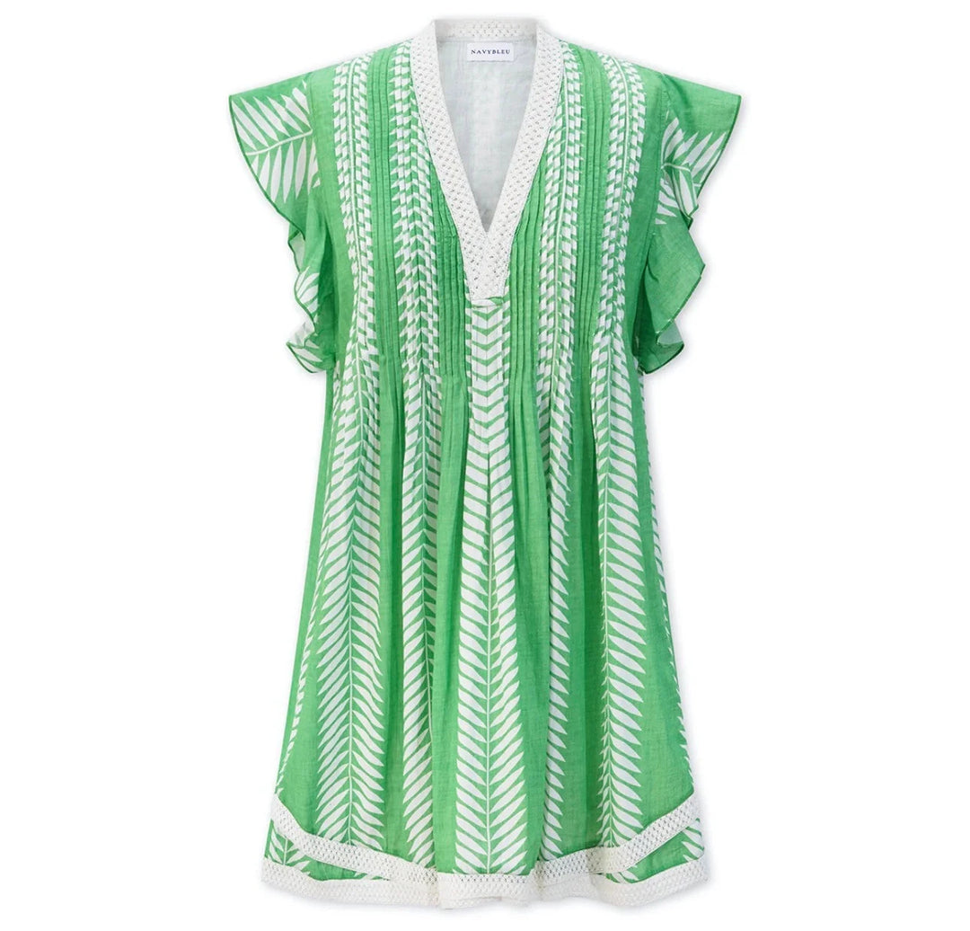 Eden Dress - Green Leaf Womens Dress Navy Bleu 