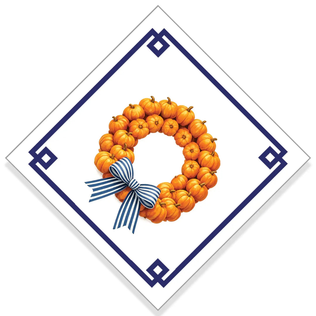 Paper Cocktail Napkins - Pumpkin Wreath