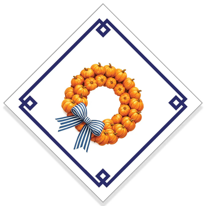 Paper Cocktail Napkins - Pumpkin Wreath