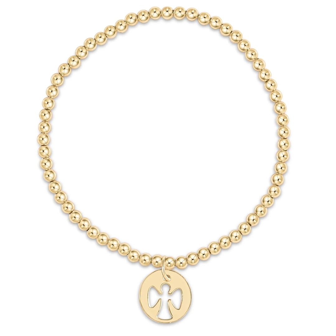 eGirl Classic Gold 3mm Bead Bracelet - Guardian Angel Disc Girl Bracelet ENewton 