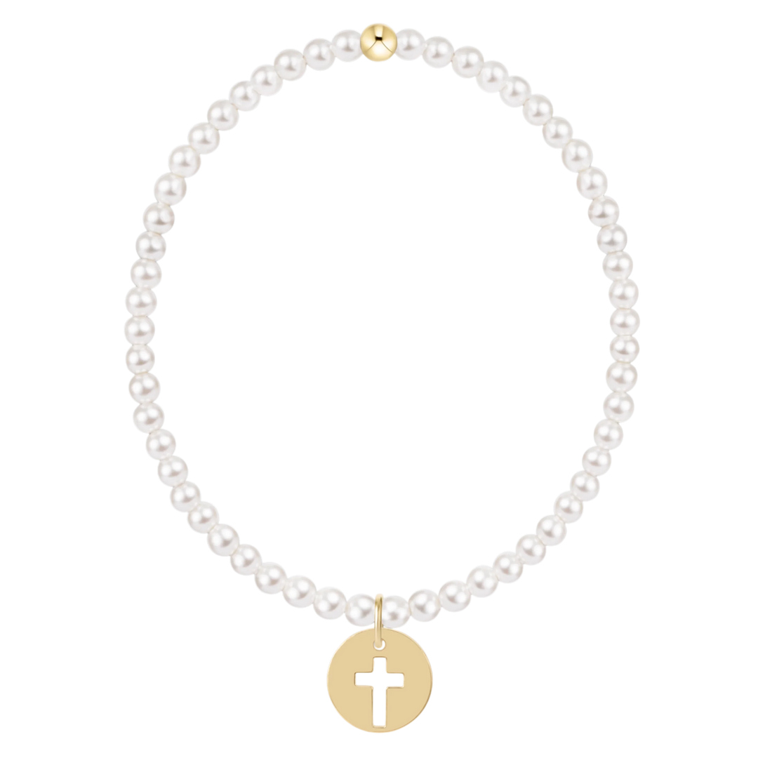 eGirl Classic Pearl 3mm Bracelet - Blessed Disc Girl Bracelet ENewton 