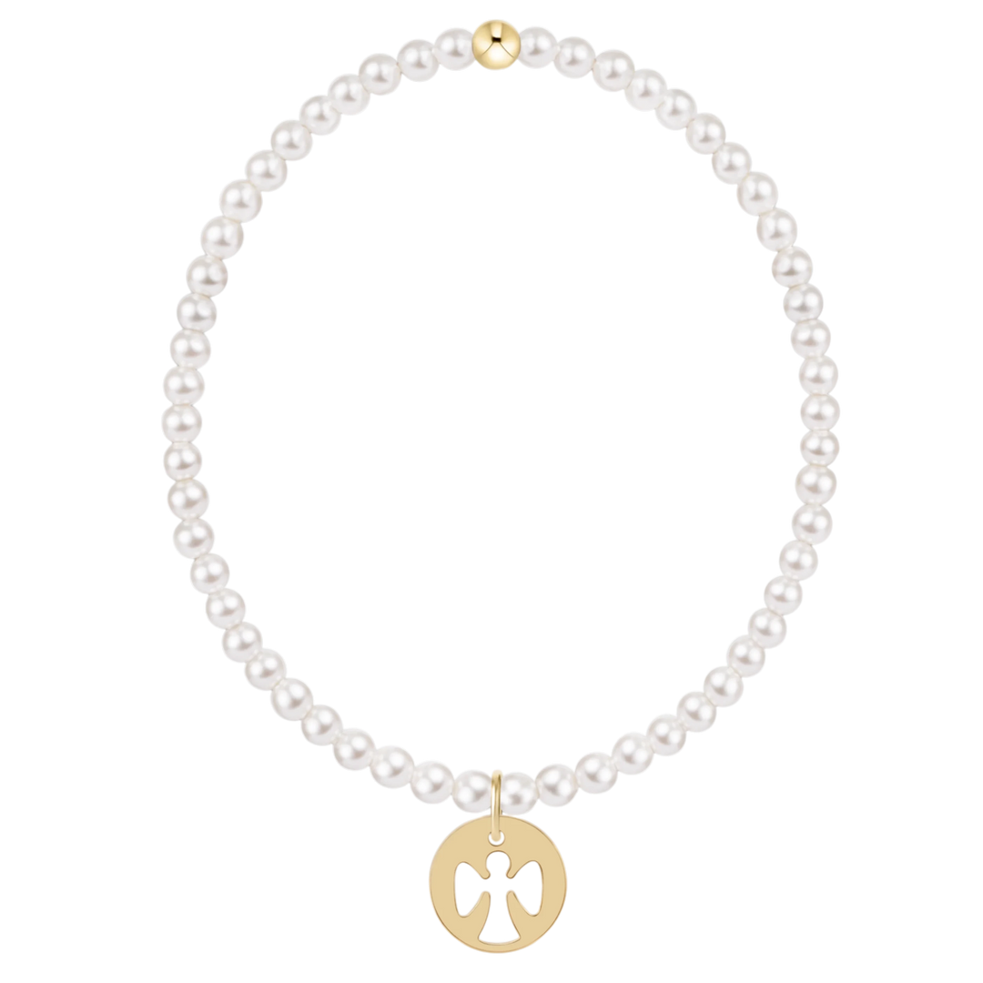 eGirl Classic Pearl 3mm Bracelet - Guardian Angel Disc Girl Bracelet ENewton 