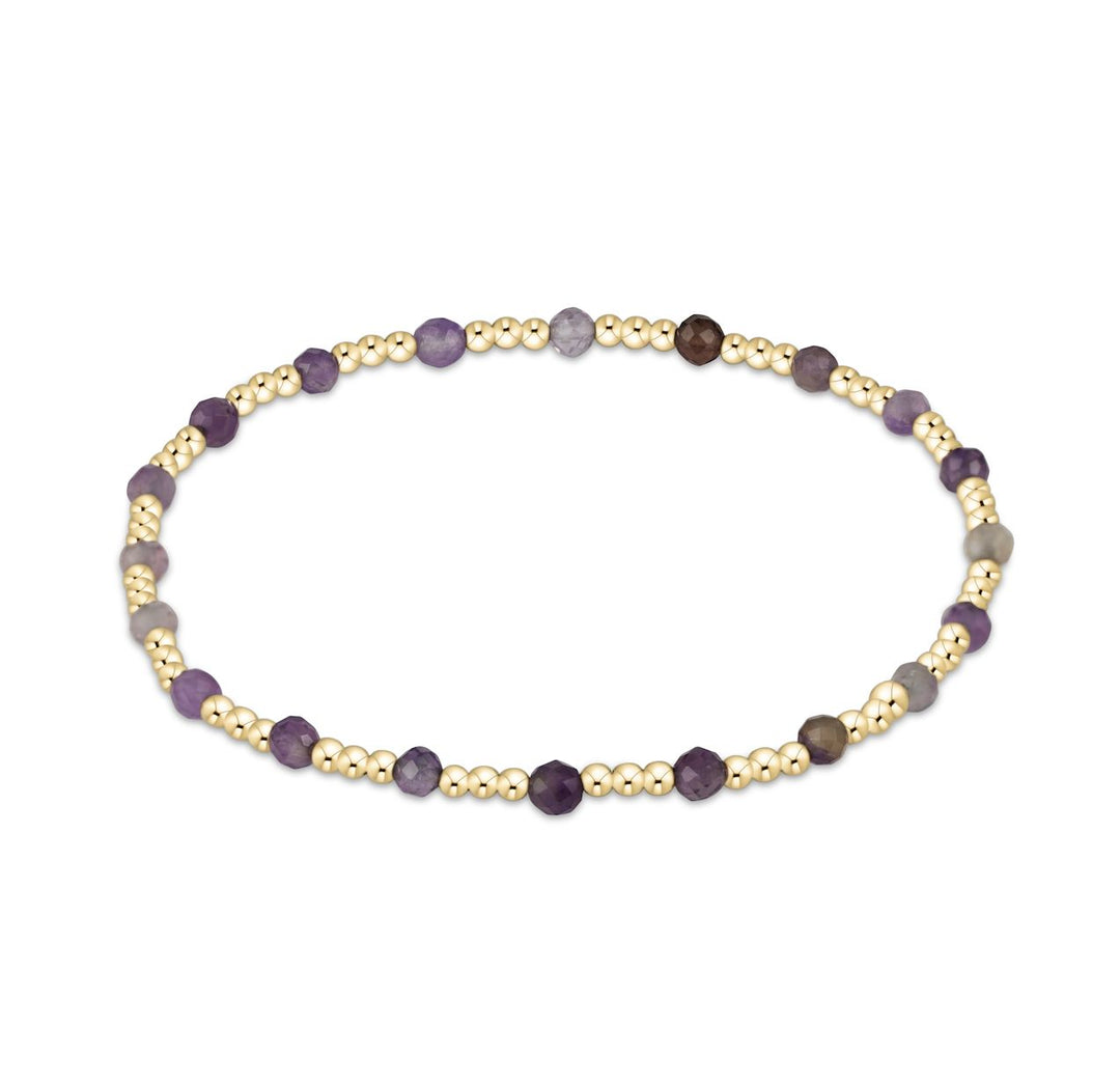 eGirl - Gold Sincerity Pattern 3mm Bead Bracelet - Gemstones Womens Bracelet ENewton Amethyst 