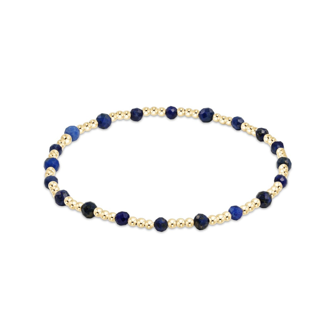 eGirl - Gold Sincerity Pattern 3mm Bead Bracelet - Gemstones Womens Bracelet ENewton Lapis 