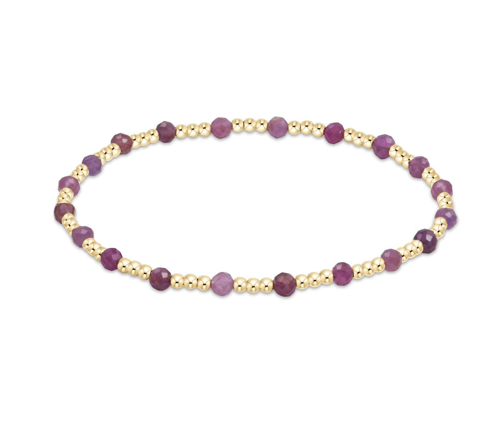 eGirl - Gold Sincerity Pattern 3mm Bead Bracelet - Gemstones Womens Bracelet ENewton Ruby 