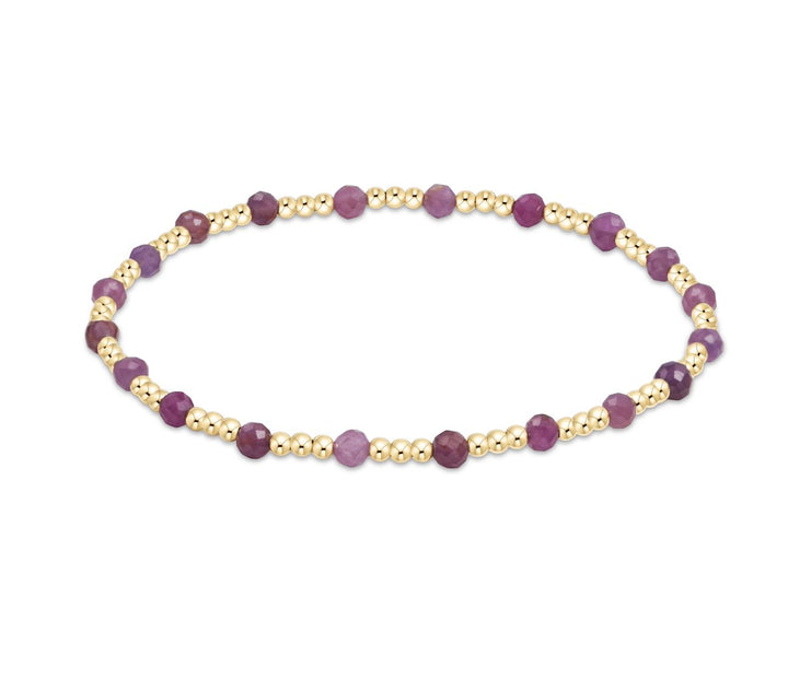 eGirl - Gold Sincerity Pattern 3mm Bead Bracelet - Gemstones Womens Bracelet ENewton Ruby 