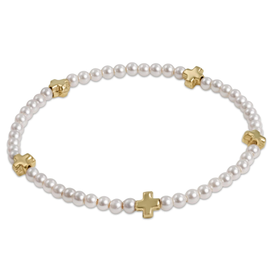 eGirl Signature Cross Small 3mm Pearl Bracelet Girl Bracelet ENewton 