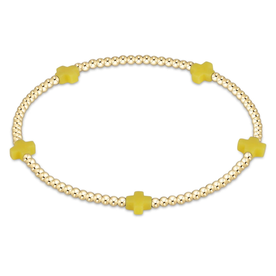 eGirl Signature Cross Small Gold Pattern 2mm Bead Bracelet Girl Bracelet ENewton Canary 