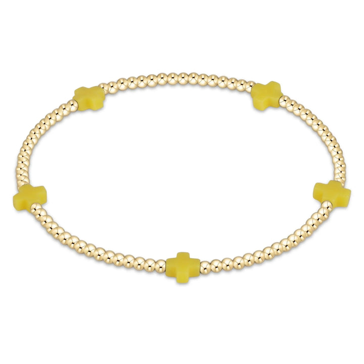 eGirl Signature Cross Small Gold Pattern 2mm Bead Bracelet Girl Bracelet ENewton Canary 